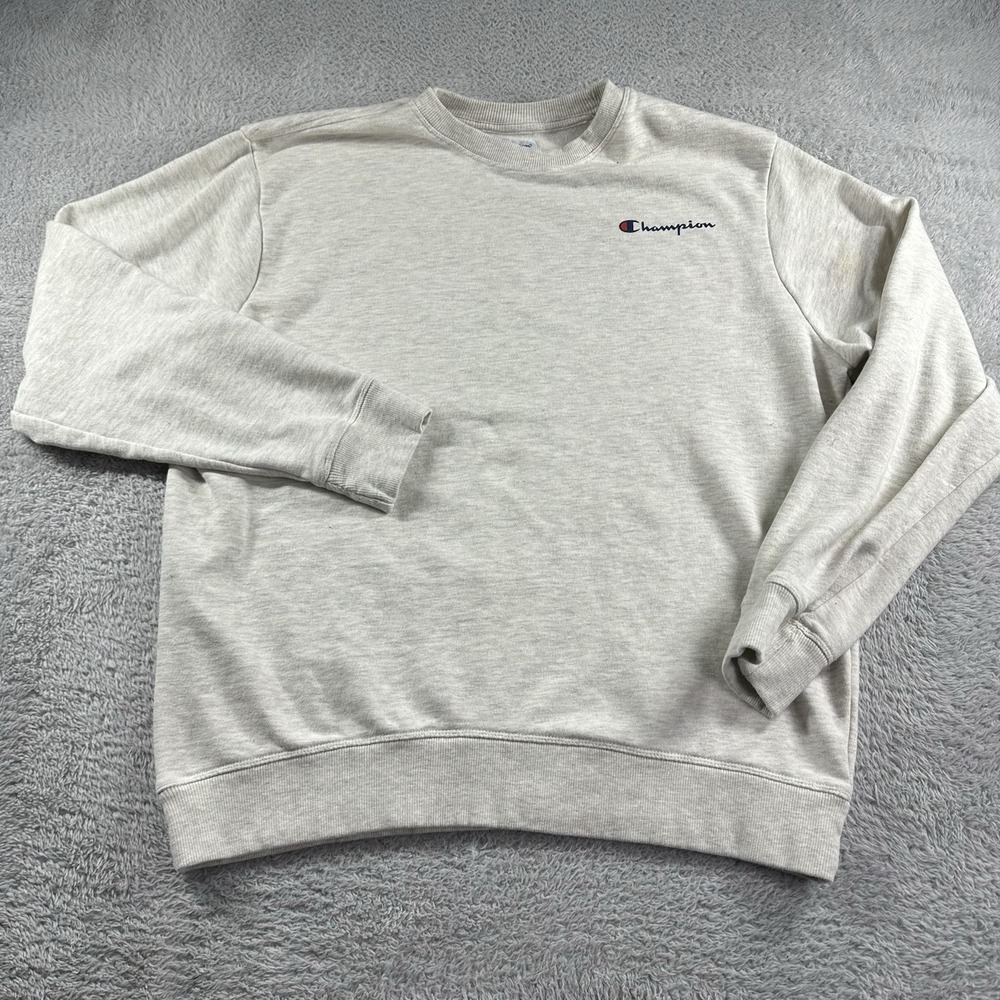 Champion Crewneck Sweater Mens XL Ivory Off White Lightweight Blank Modern